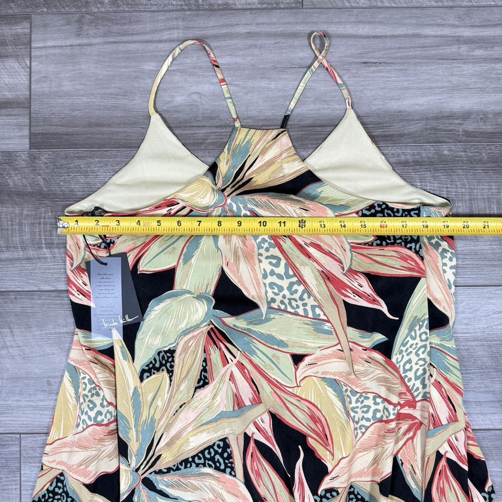Nicole Miller Palma Satin Maxi Dress Women's Green Tropic Print Size MEDIUM NWT - Picture 6 of 8